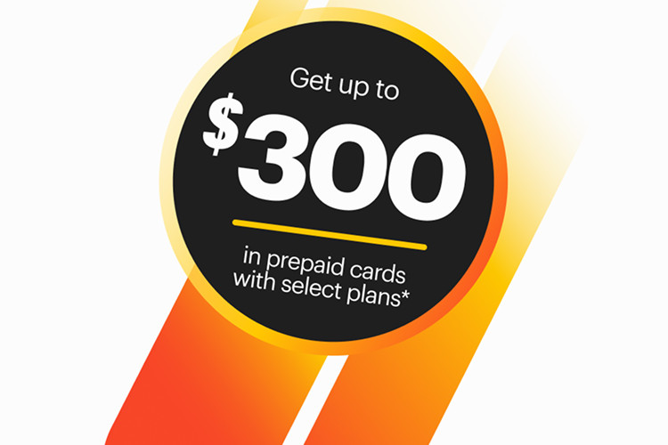 Brightspeed promotional offer image: “Get up to $300 prepaid Mastercard with select plans.”