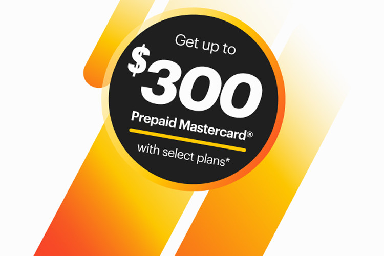 Brightspeed promotional offer image: “Get up to $300 prepaid Mastercard with select plans.”