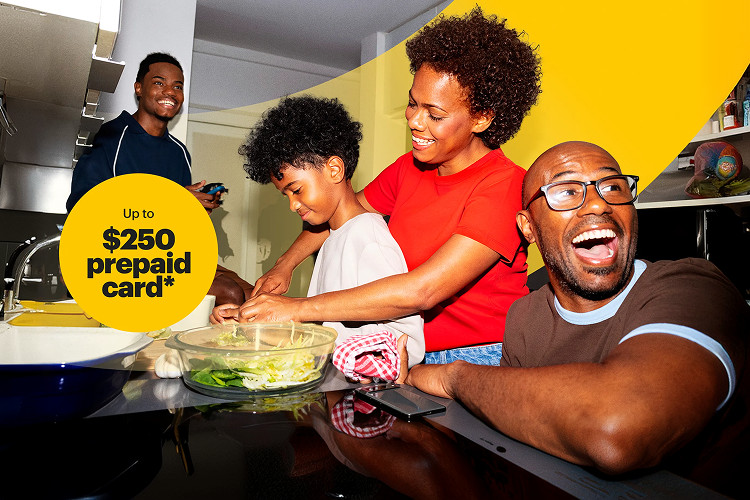 Family enjoying time together at home with Brightspeed Fiber Internet for upto $250 prepaid card.