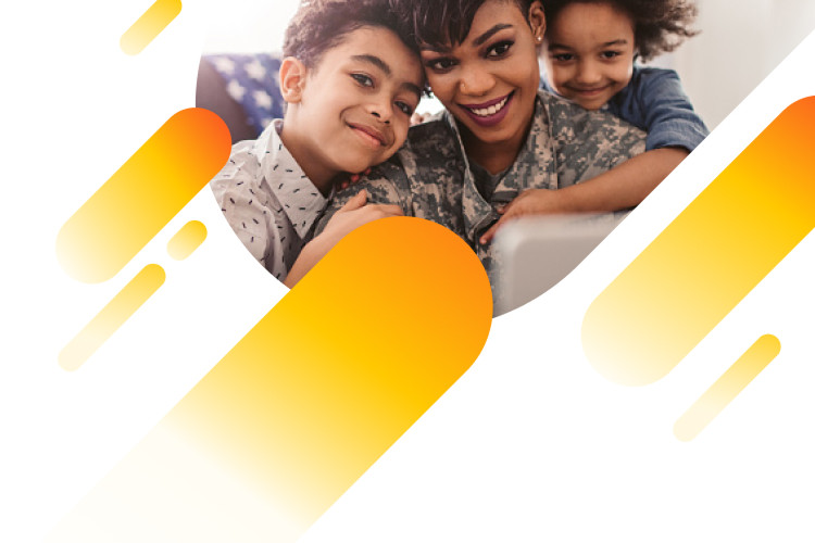 A mother and two children's taking selfie with smile.