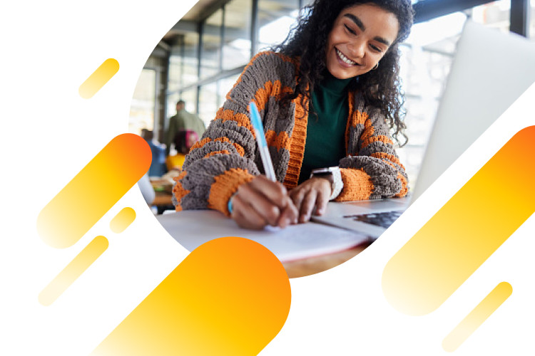 Student preparing notes provided by Brightspeed Internet.